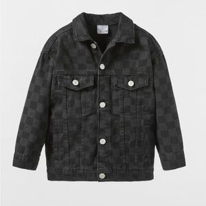 Zara Kids CHECKERED DENIM Jeans Jacket Size 9 Years